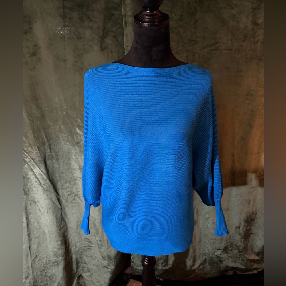 Pink Rose Vibrant Blue Crew Neck Sweater
